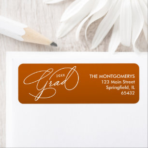 White Script Graduation Burnt Orange Return Label