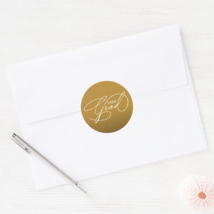 White Script Graduation Gold Envelope Seal