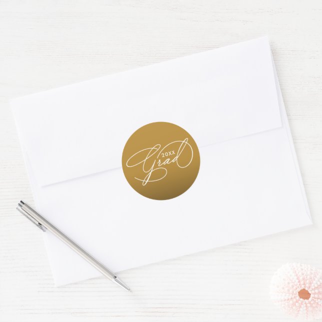White Script Graduation Gold Envelope Seal (Envelope)