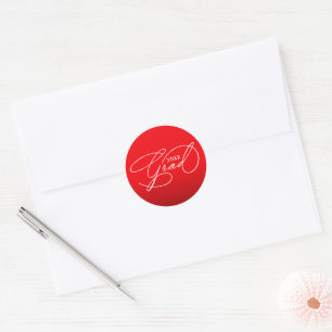 White Script Graduation Red Envelope Seal
