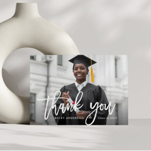 white script graduation thank you card