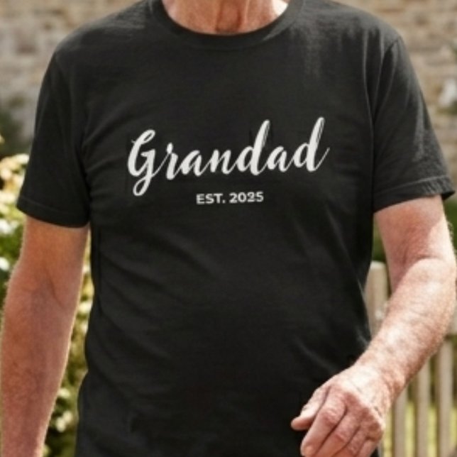 White Script Grandad Established  T-Shirt (Creator Uploaded)