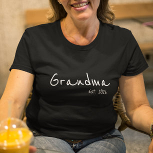 White Script Grandma Established  T-Shirt