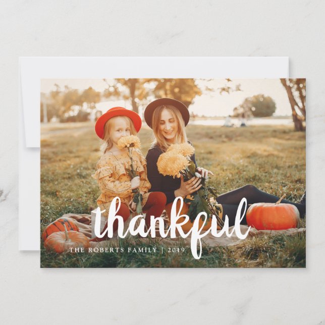 white script happy thanksgiving photo card (Front)