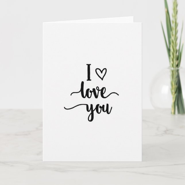 White Script I Love You Valentines Card (Front)