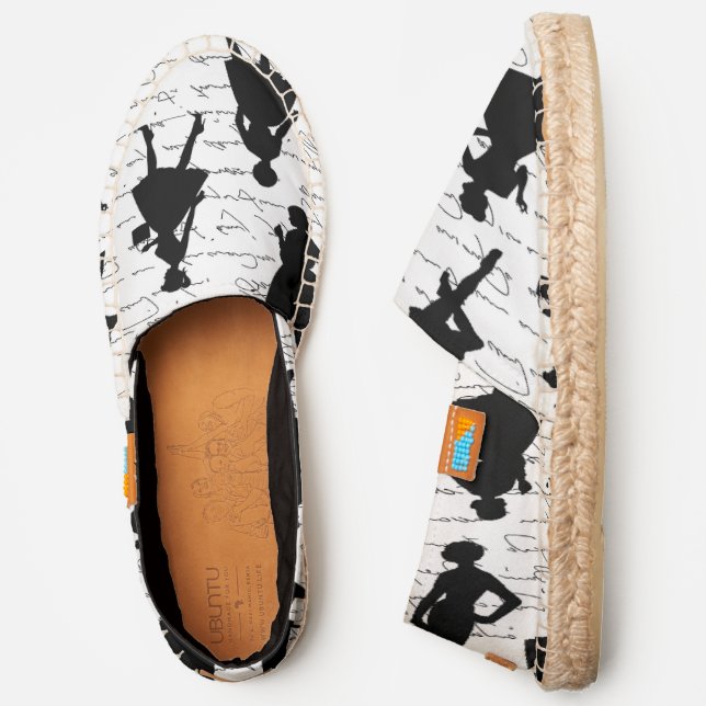 white script mid century 1950s vintage silhouette  espadrilles (Side)