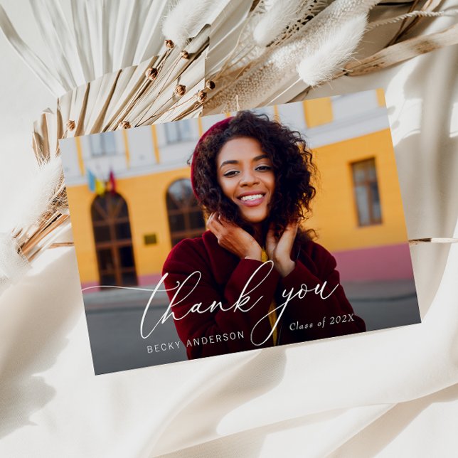 white script modern thank you graduation postcard (Creator Uploaded)