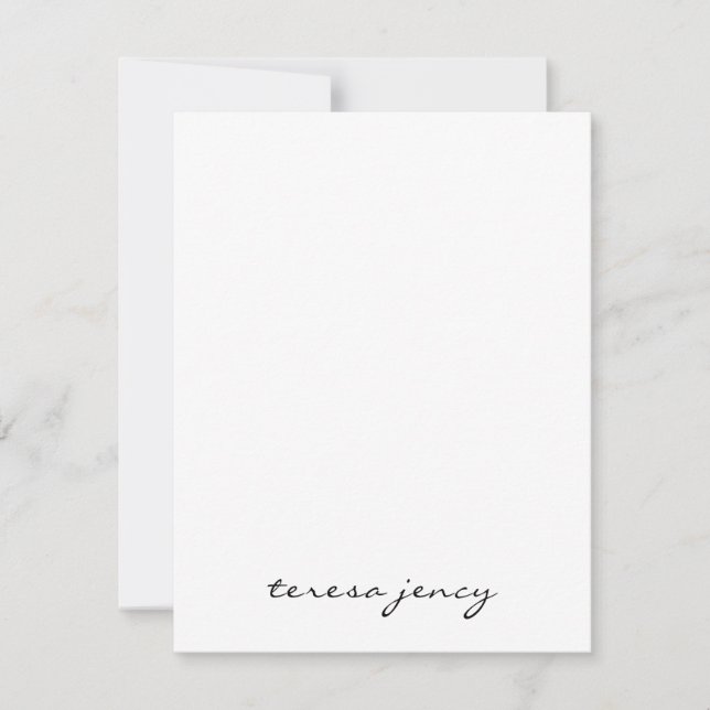 White Script Monogram | Minimalist Modern Design Note Card (Front)