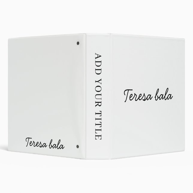White Script Monogram Modern Minimalist 3 Ring Binder (Background)