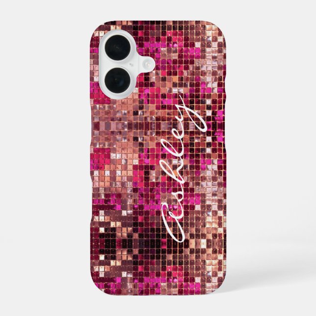 White Script Name on Glitter Iphone Case (Back)