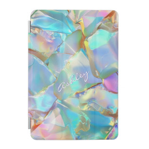 White Script Name on Opal Background iPad Mini Cover