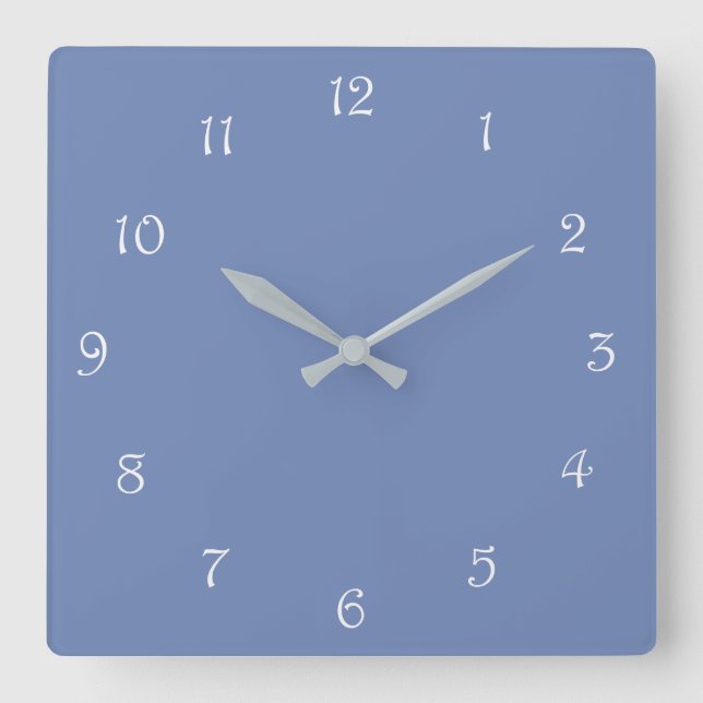 White Script Numbers On Blue wccnt Square Wall Clock (Front)