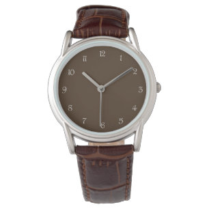 White Script Numbers On Brown wacnt Watch