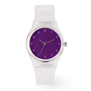 White Script Numbers On Purple wat Watch