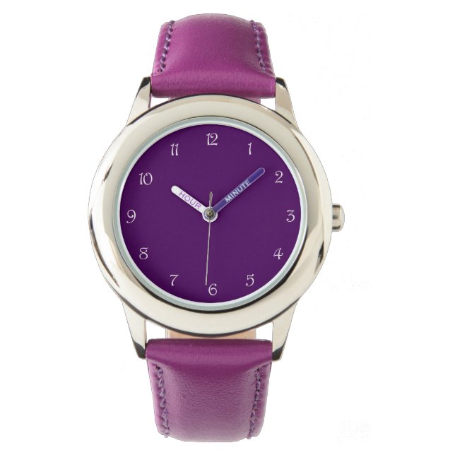 White Script Numbers On Purple wat Watch (Front)