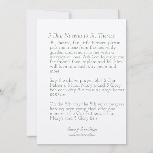 White Script Overlay | St. Therese Novena Prayer (Back)