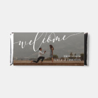 White Script Photo Welcome Wedding