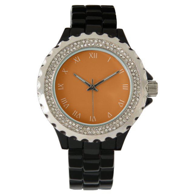 White Script Roman Numbers On Orange wat Watch (Front)