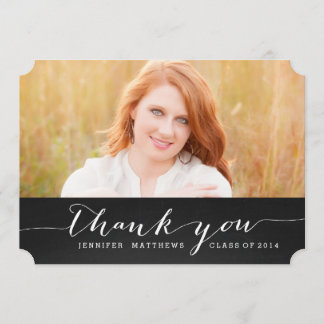 White Script Rustic Graduation Thank You Card