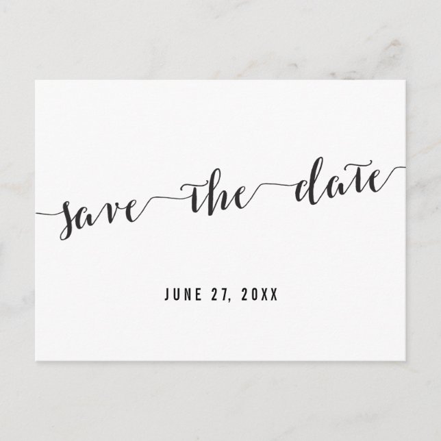 White Script Save The Date Postcard (Front)