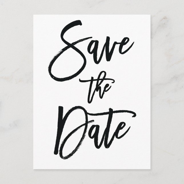 White Script Save The Date Postcards (Front)