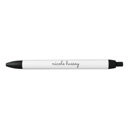White Script   Stylish Monogram Modern Minimalist Black Ink Pen