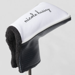 White Script    Stylish Monogram Modern Minimalist Golf Head Cover