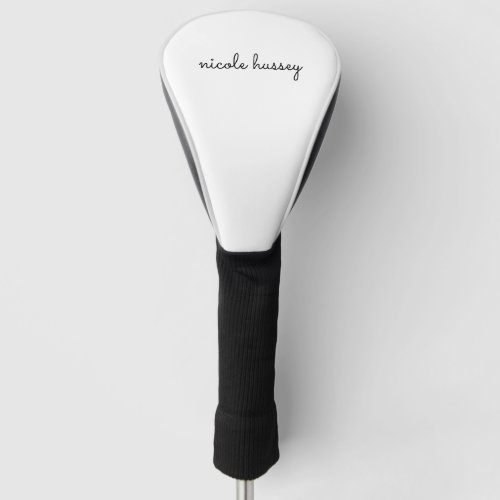 White Script   Stylish Monogram Modern Minimalist Golf Head Cover