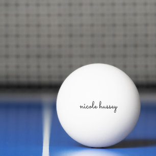White Script    Stylish Monogram Modern Minimalist Ping Pong Ball