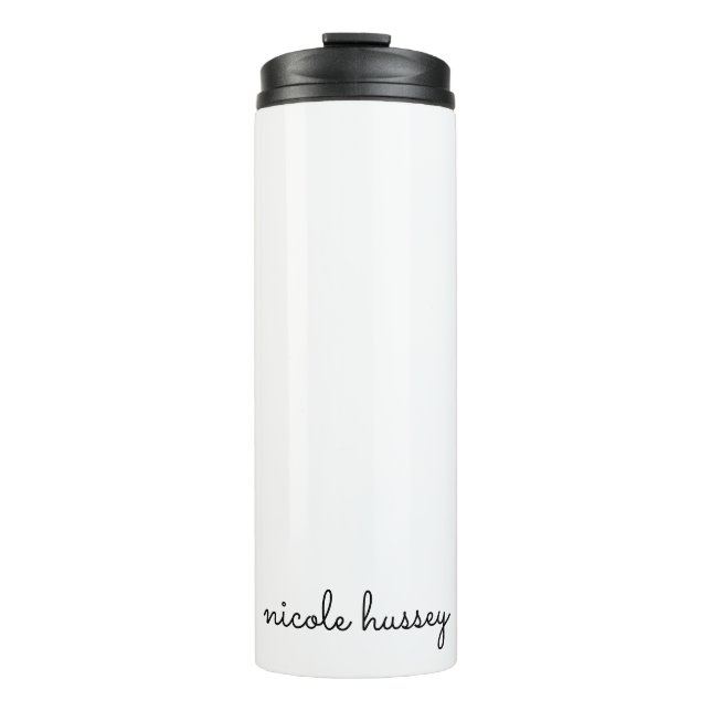 White Script  | Stylish Monogram Modern Minimalist Thermal Tumbler (Front)