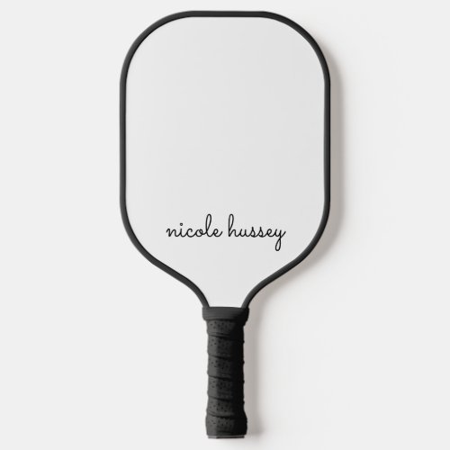 White Script   Stylish Monogram Modern Pickleball Paddle