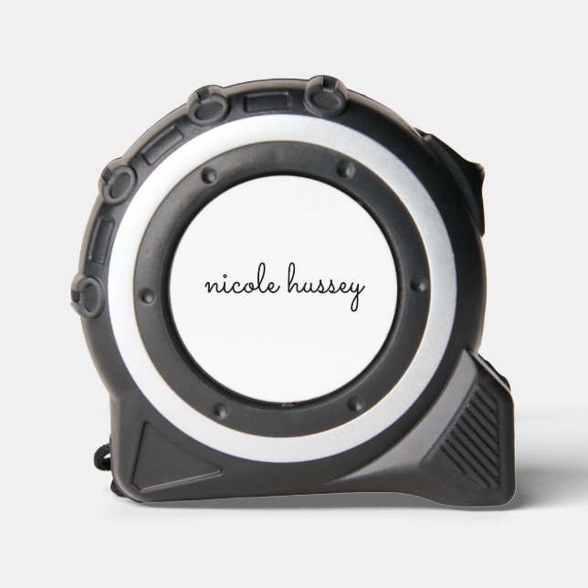 White Script | Stylish Monogram Modern Tape Measure (Front)