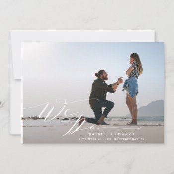 White Script We Do Elegant Wedding Photo Save The  Invitation by Stacy_Cooke_Art at Zazzle