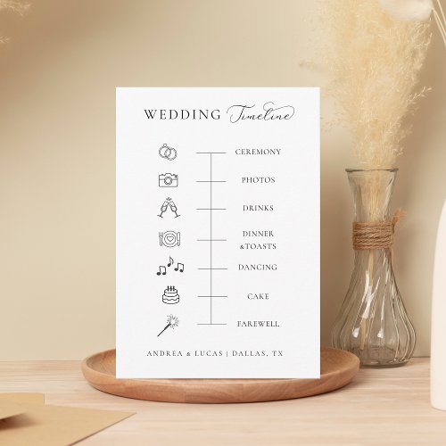 White Script Wedding Day Timeline Order of Events Enclosure Card