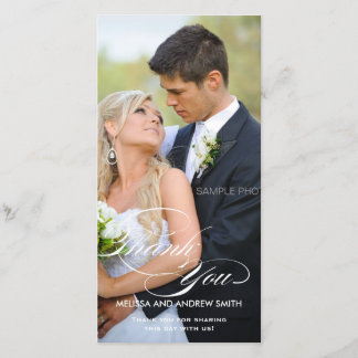 WHITE SCRIPT WEDDING THANK YOU PHOTO CARD