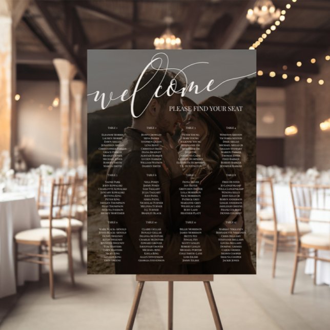 White Script Welcome Photo Wedding 12 Tables Foam Board (Creator Uploaded)