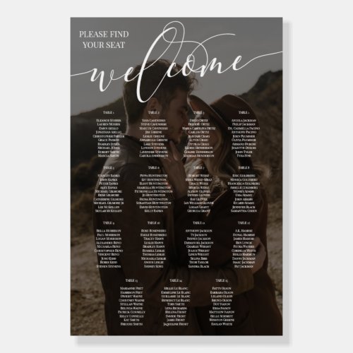White Script Welcome Photo Wedding 15 Tables Foam Board