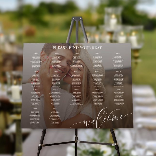White Script Welcome Photo Wedding 17 Tables Foam Board (Creator Uploaded)