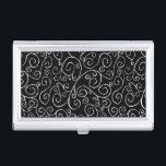 White Scrolling Curves on Black Case For Business Cards<br><div class="desc">Hand-painted scrolling white curves meet and diverge in this all-over repeat design on a black background. The stylish painting is free flowing and decorative. 

 

 Watercolor painting,  scanned,  digitally enhanced. 
 Copyright © 2014 Claire E. Skinner. All rights reserved.</div>