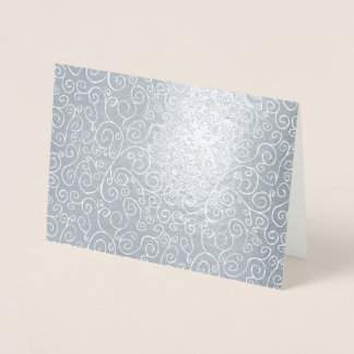 White Scrolling Curves on Silver Foil Card