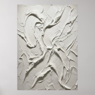 White Sculpted Plaster Texture Abstract Minimal Ar Poster