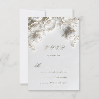 White Sculptural Flowers Wild Roses RSVP Card