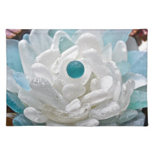 White Sea Glass Flower Cloth Placemat