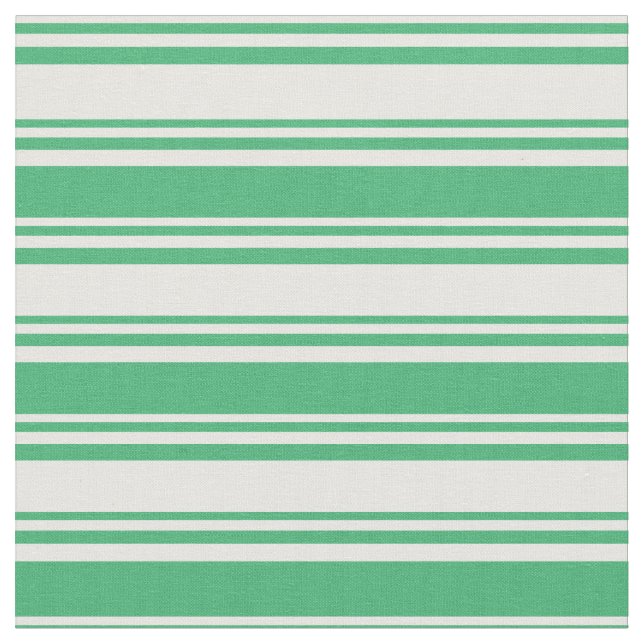 White & Sea Green Lined/Striped Pattern Fabric (Close Up)