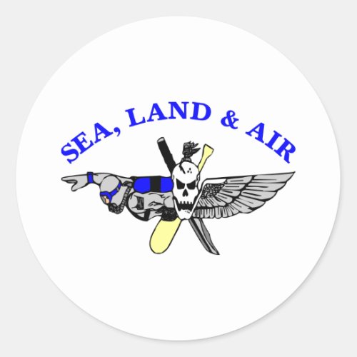 White Sea Land Air Classic Round Sticker