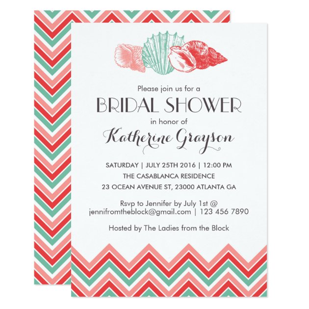 White Sea Shells Beach Bridal Shower Invitation