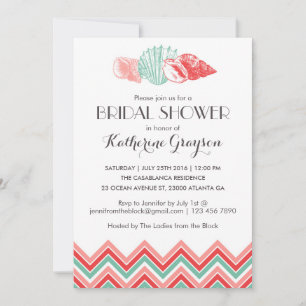 White Sea Shells Beach Bridal Shower Invitation