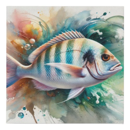 White Seabream 270624AREF121 _ Watercolor Faux Canvas Print