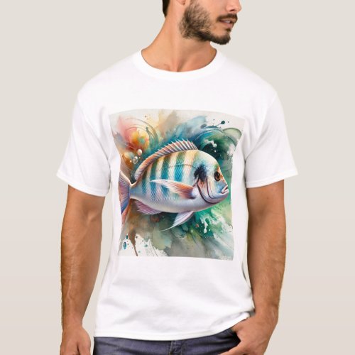 White Seabream 270624AREF121 _ Watercolor T_Shirt