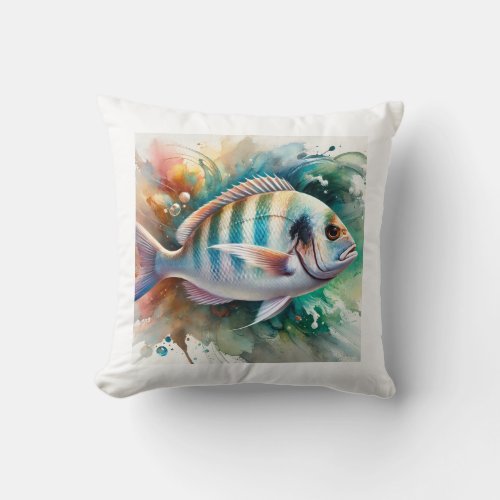 White Seabream 270624AREF121 _ Watercolor Throw Pillow